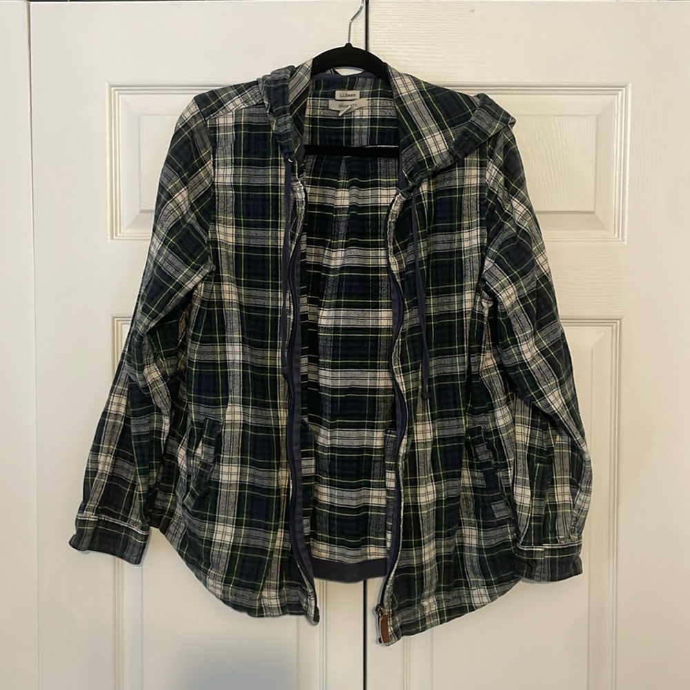LLBean Lightweight Hooded Plaid Jacket